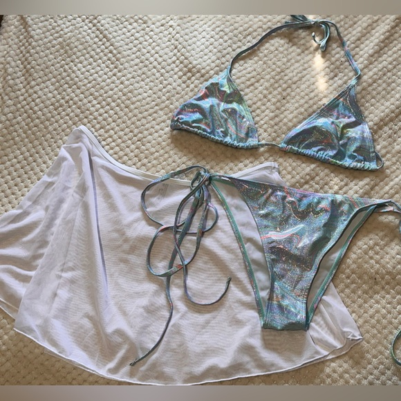 Festival rave wear glitter colorful swimsuit set bikini outfit - Picture 1 of 5